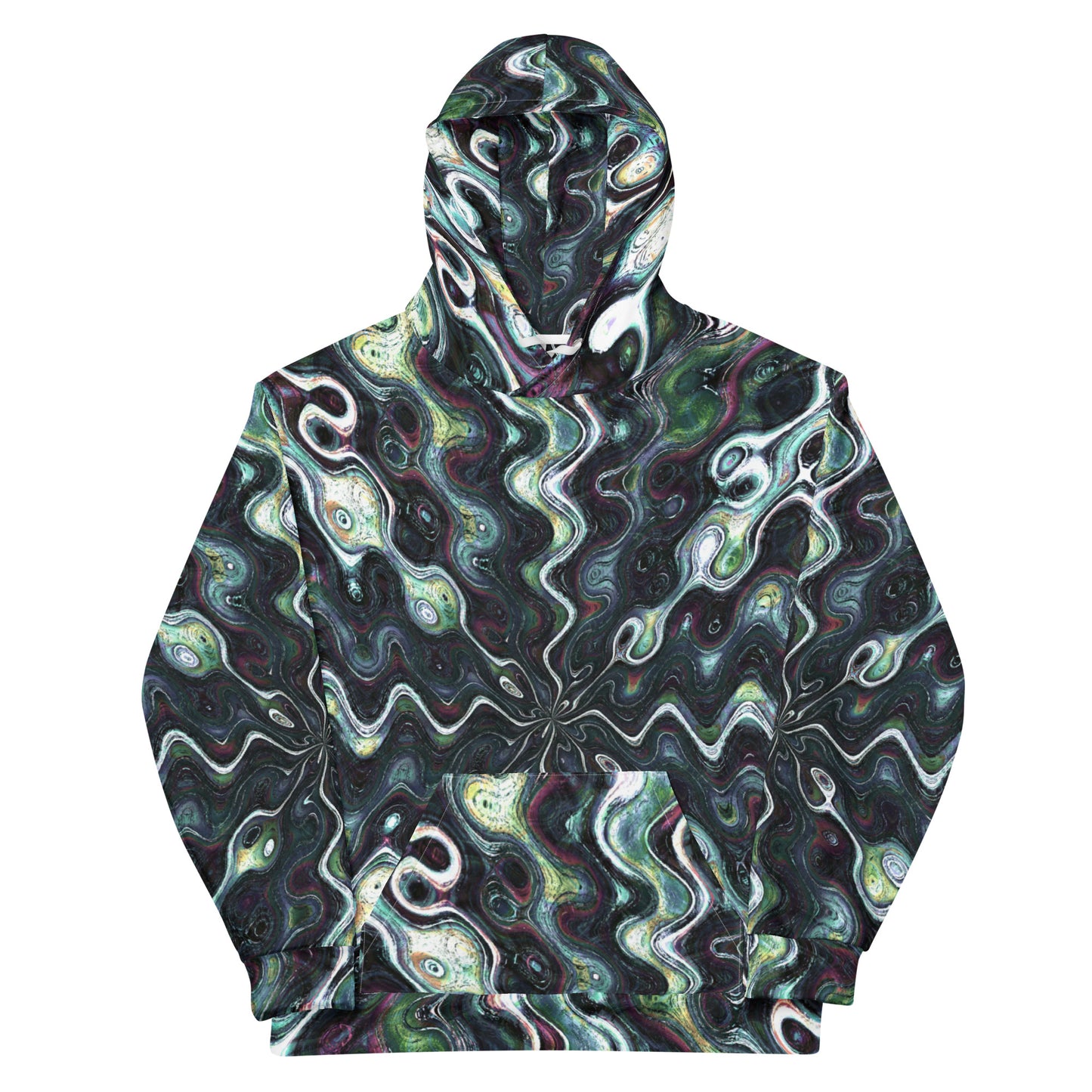 Chippin Balls Obsidian Swirl AOP Hoodie - close-up print detail