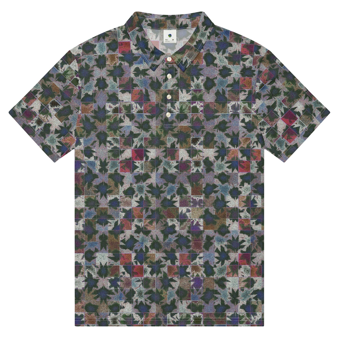 Chippin Balls Thicket Camo AOP Polo - close-up print detail