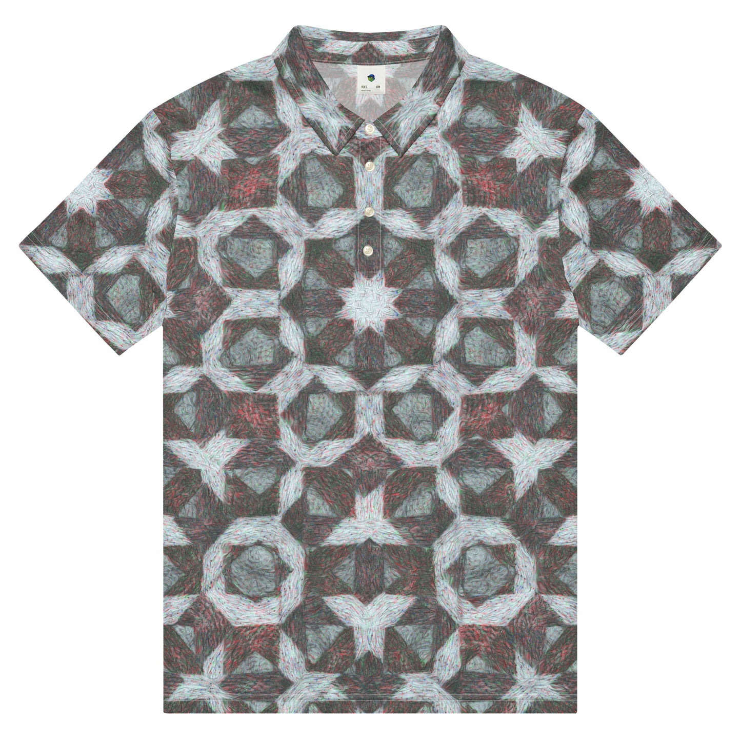 Chippin Balls Stone Star AOP Polo - close-up print detail