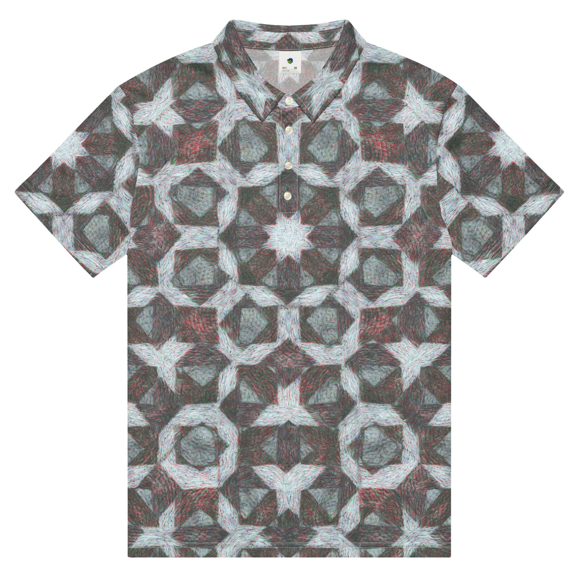 Chippin Balls Stone Star AOP Polo - close-up print detail