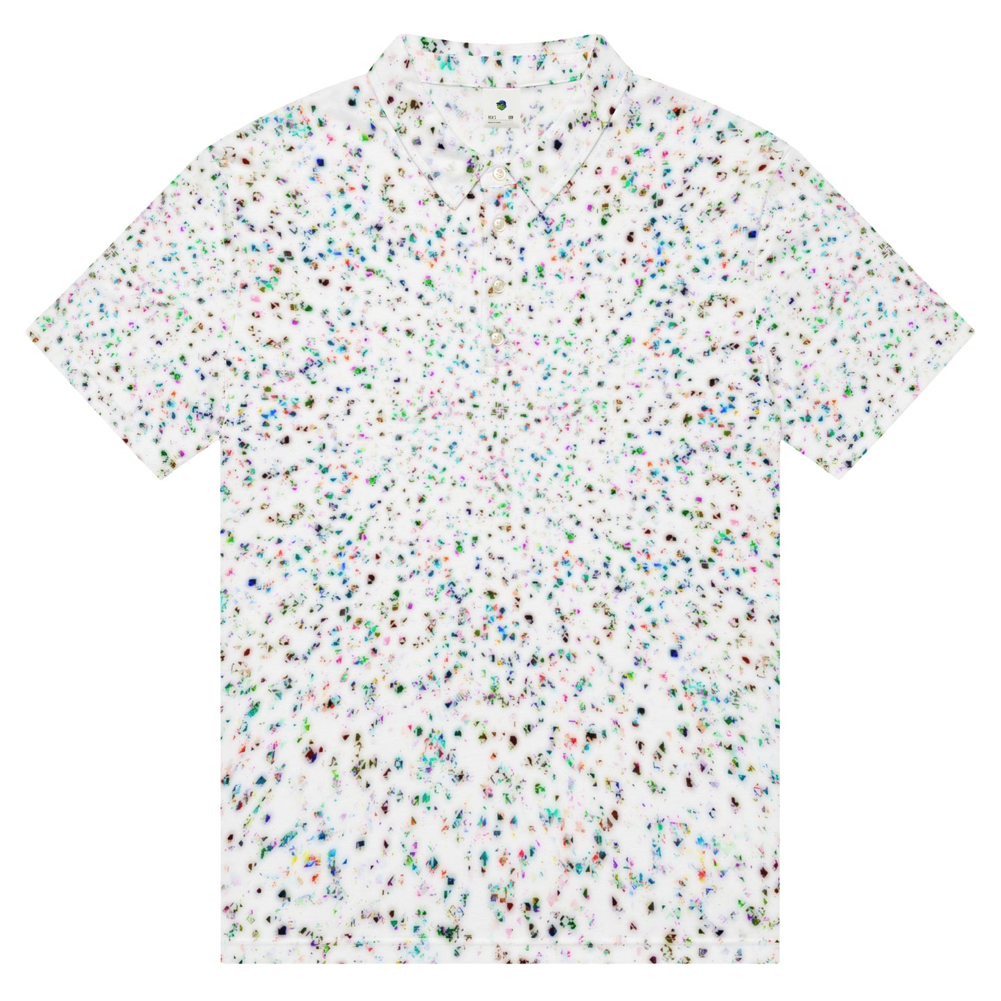 Chippin Balls Paint Fleck AOP Polo - close-up print detail