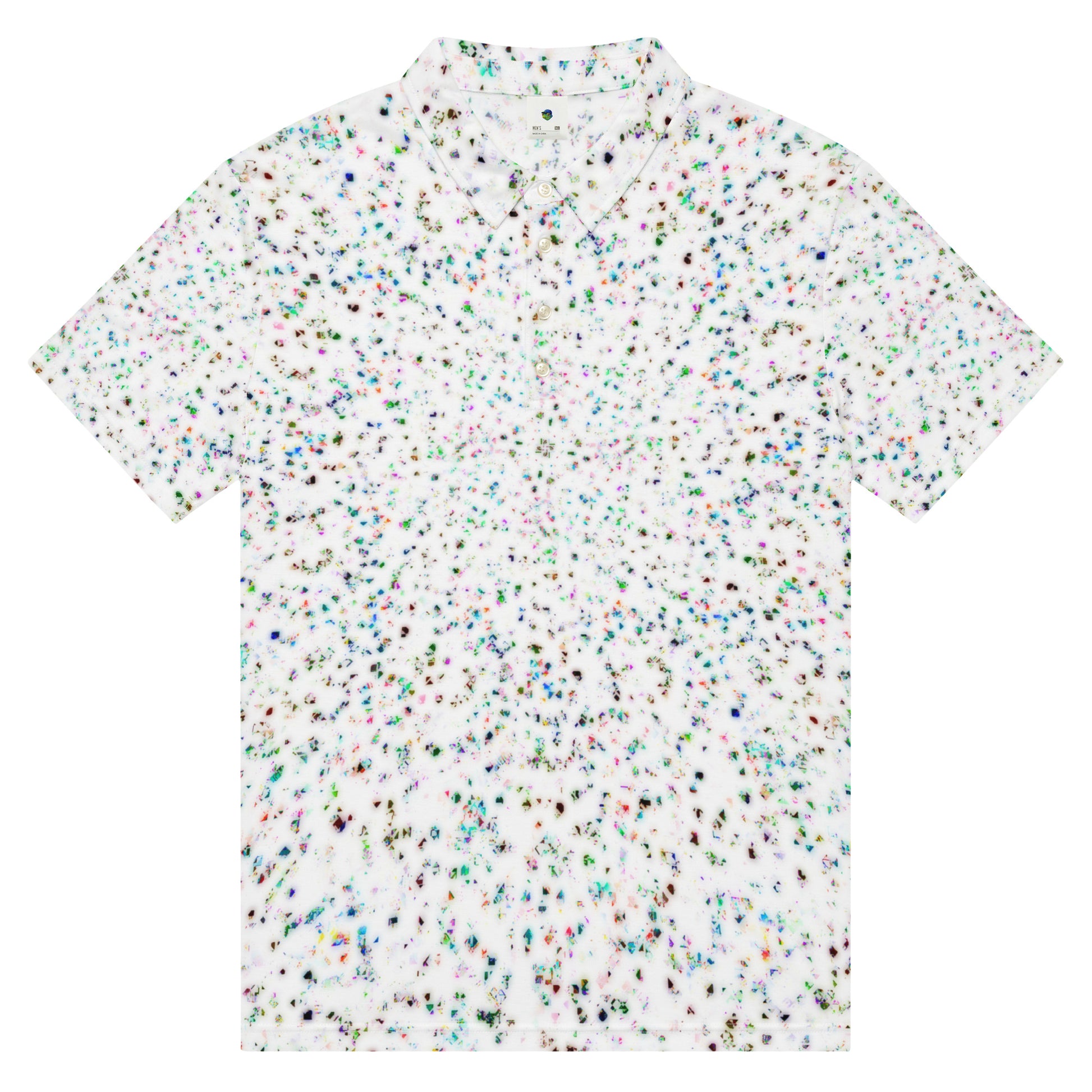 Chippin Balls Paint Fleck AOP Polo - close-up print detail