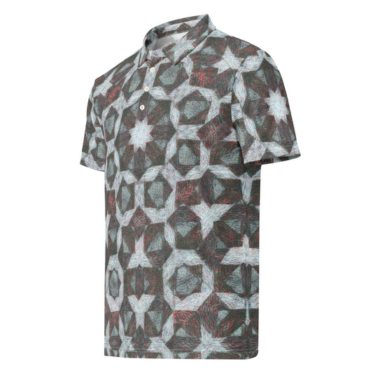 Chippin Balls Stone Star AOP Polo - geometric star tile all-over print, stone and rust