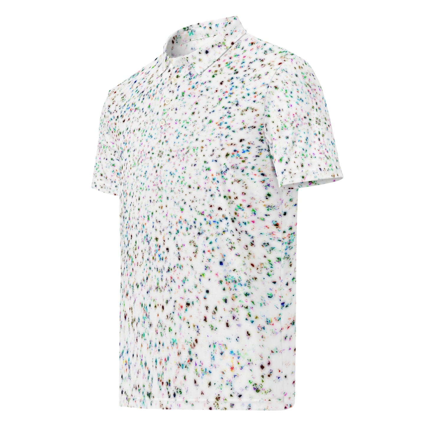 Chippin Balls Paint Fleck AOP Polo - speckled paint splatter all-over print on white