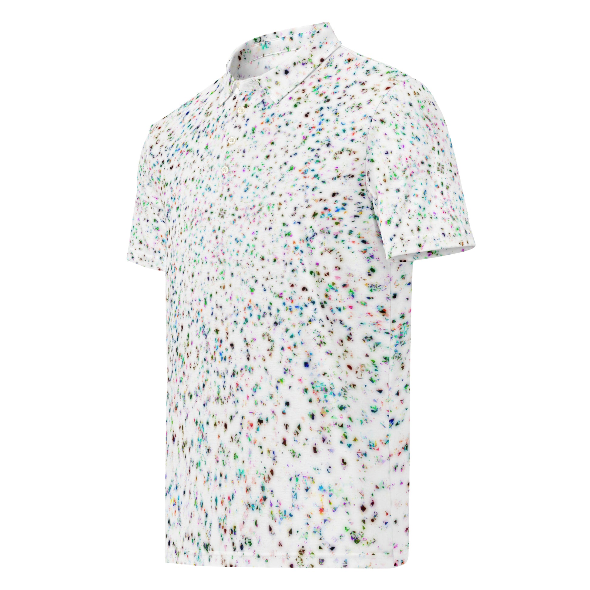 Chippin Balls Paint Fleck AOP Polo - speckled paint splatter all-over print on white