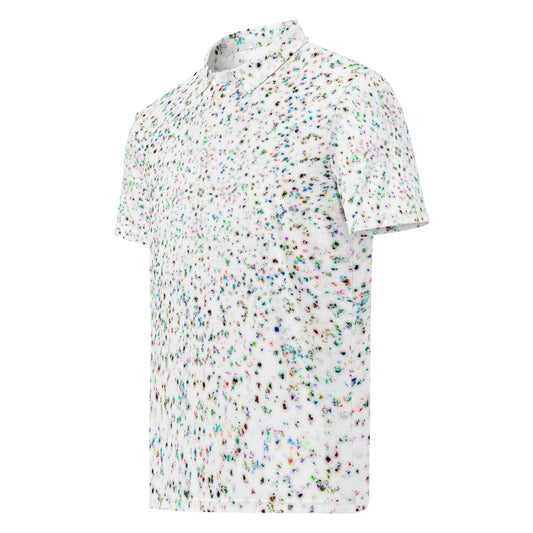 Chippin Balls Paint Fleck AOP Polo - speckled paint splatter all-over print on white