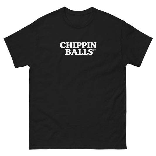 CHIPPIN BALLS® Tee — wordmark logo with registered trademark, black