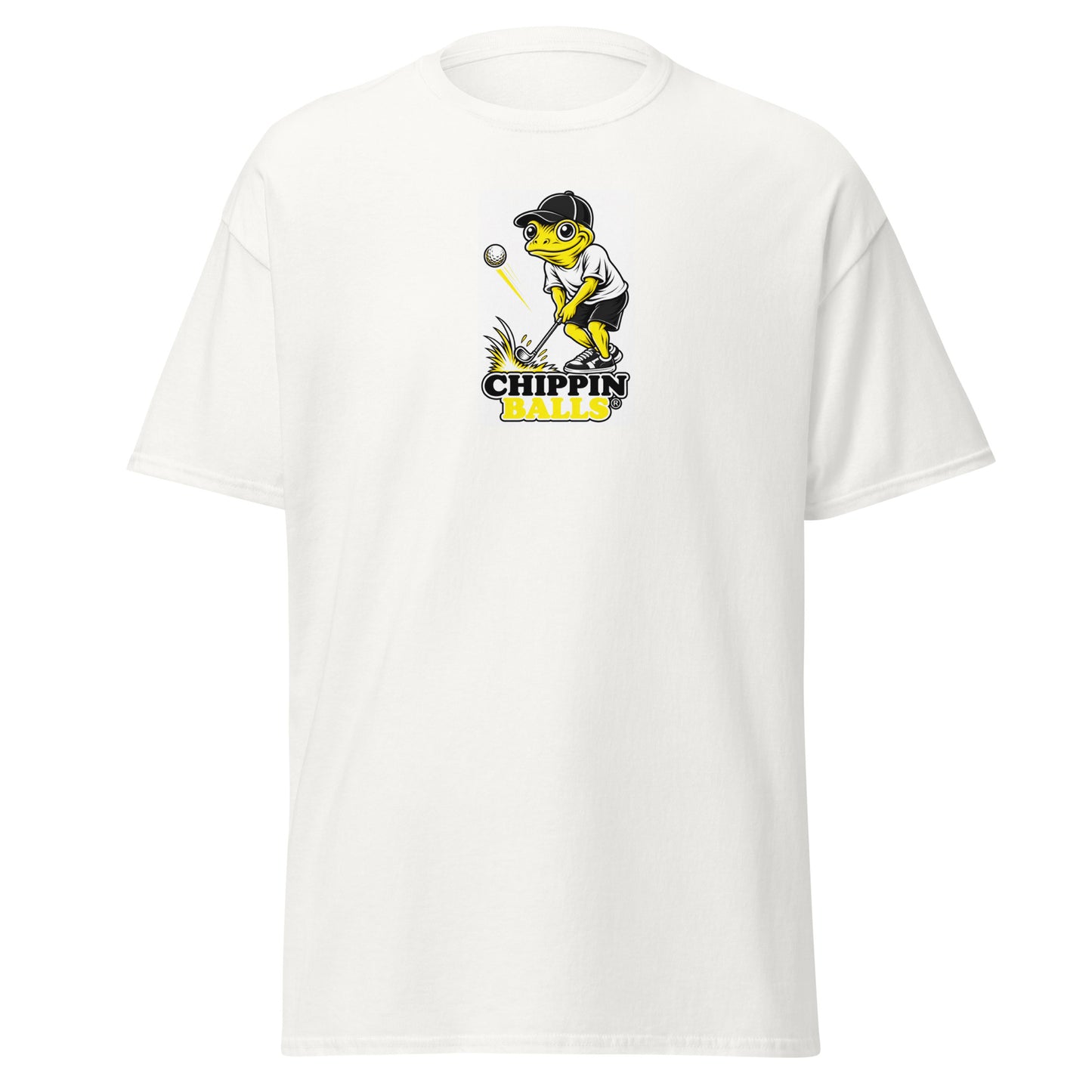 Chippin Balls Terence® Tee — Yellow colorway, full-color front graphic with registered trademark logo