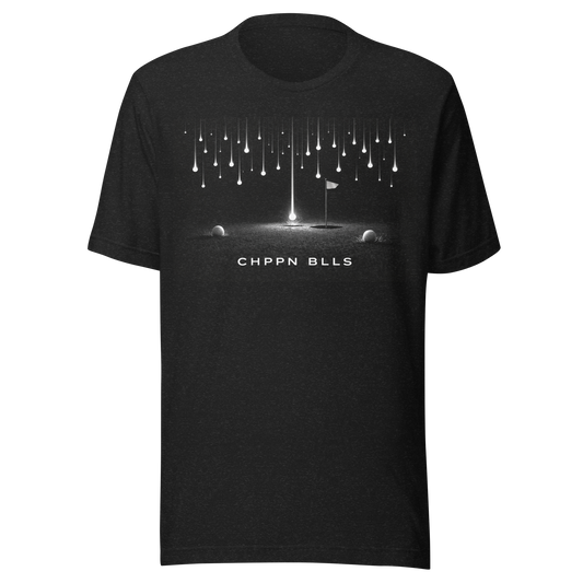 Chippin Balls Scattered Showers Tee — meteor balls design